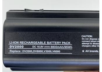 Усиленная аккумуляторная батарея для ноутбука HP Compaq EV089AA Pavilion DV6000 10.8V Black 8800mAh OEM - фото 3