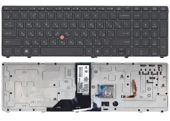Клавиатура для ноутбука HP Elitebook (8760W) с указателем (Point Stick), Black, (Black Frame) RU