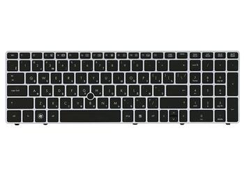 Клавиатура для ноутбука HP Probook 6560b, 6565b, 6570B, 6575B, Elitebook 8560p, 8570p, 8570w с указателем (Point Stick), Black, (Silver Frame) RU - фото 2