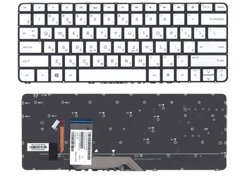 Клавиатура для ноутбука HP Spectre X360 (13-4000, 13-4103dx, 13-4003DX, 13-4005DX, 13-4110DX, 13-4193DX, 13-4195DX, 13-4193NR) с подсветкой (Light) Black, (Silver Frame) RU