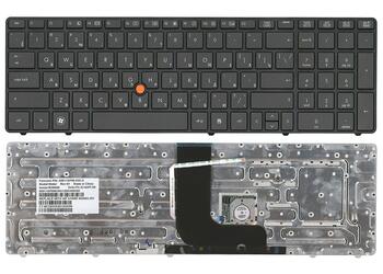 Клавіатура для ноутбука HP EliteBook (8560W) з указівником (Point Stick), Black Gray, (Gray Frame) RU